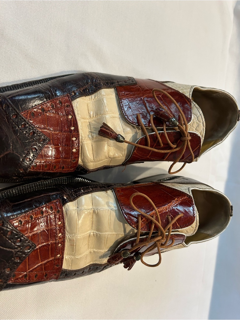 Slick Exotica Brand Men's Two-Tone Genuine Alligator Leather Dress Shoes - Picture 5 of 16